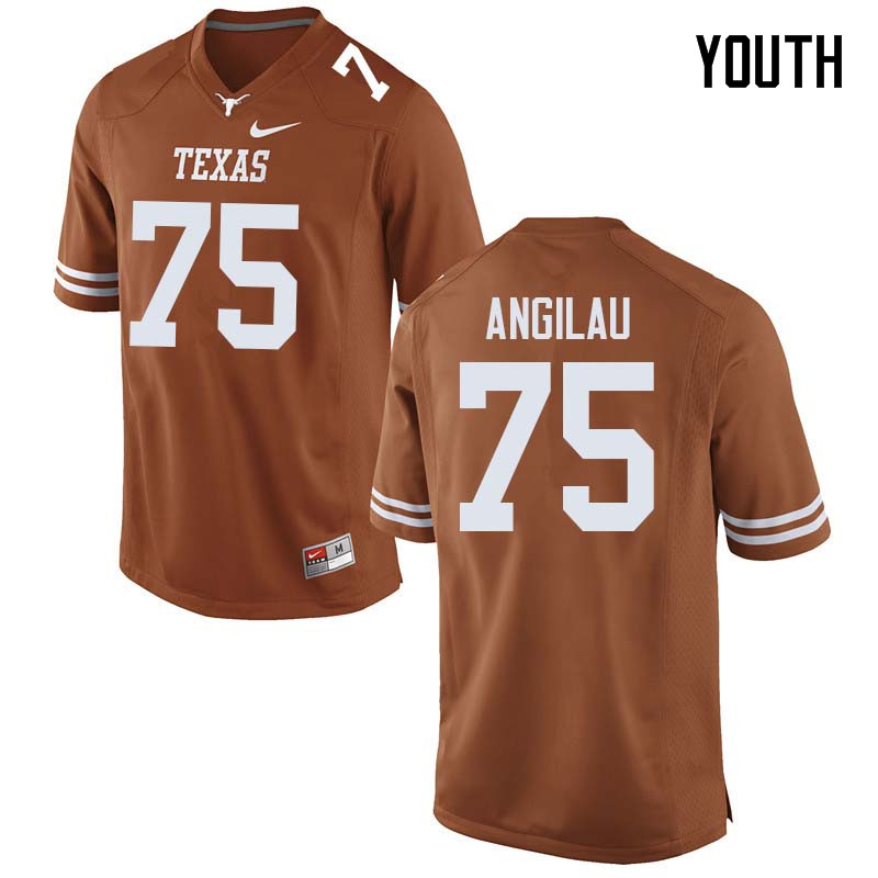 Youth #75 Junior Angilau Texas Longhorns College Football Jerseys Sale-Orange - Click Image to Close